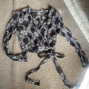 Black Long Sleeve Wrap Shirt